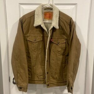 Levi’s Tan Sherpa Lined Canvas Jacket Size Small